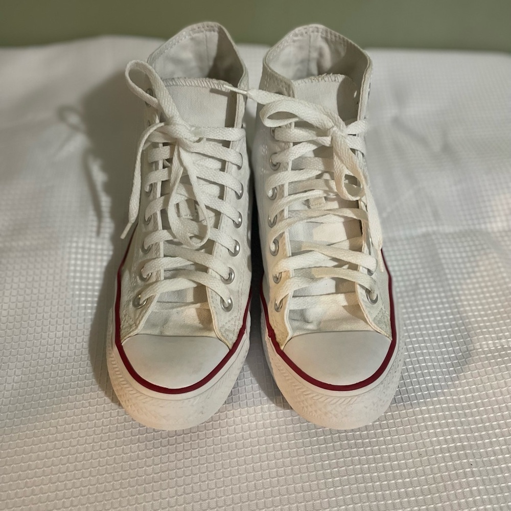 Converse All Star White Canvas High-Tops - Picture 2 of 8